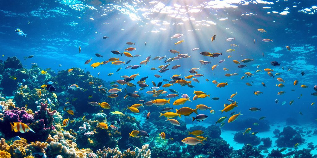 Vibrant coral reefs and tropical fish in Raja Ampat.